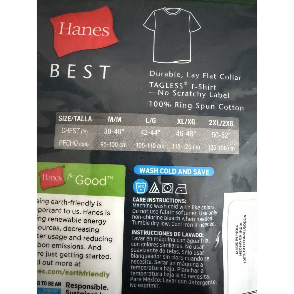 This is a 6-pack of Hanes "BEST" Men's White Crewneck T-Shirts (undershirts). - Picture 2 of 3